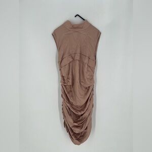 Dundas x Revolve Grace Satin Ruched Mock-neck Mini Dress In Blush